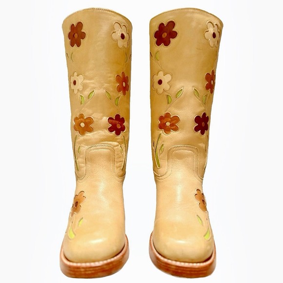 SENDRA Toledo Flower Banana Chunky Campus Platform Western Boots Size 6 - Picture 2 of 5